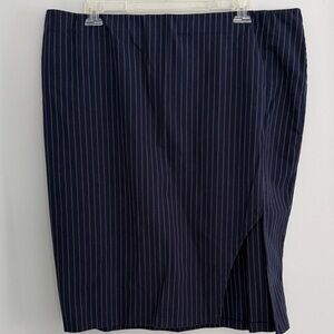 Lane Bryant Dark Blue Striped Pencil Skirt
